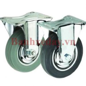 Bánh xe cao su co nắp che càng cố định 037