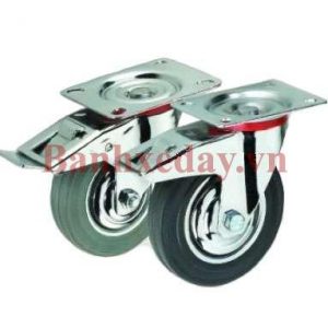 Bánh xe Cao su có nắp che càng xoay khóa đôi 038