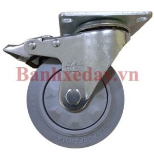 Bánh xe đẩy y tế TPE 100*32 càng thép xoay khóa- A Caster- Mã 2-A4-TPE-SRB