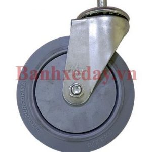 Bánh xe đẩy y tế TPE 125*32mm càng thép ty ren M12 xoay – A Caster- Mã 2-A5-TPE-S-T12
