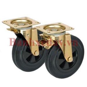 Bánh xe Cao su lõi nhựa càng xoay khóa 751
