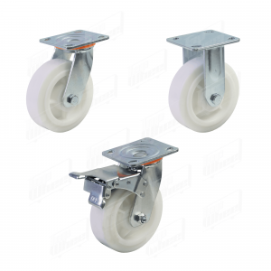 BÁNH XE BHK PP TRẮNG- 100X50 (4X2), 125X50 (5X2), 150X50 (6X2), 200X50 (8X2) DĐ, CĐ, DĐ CT