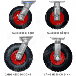 CÀNG BÁNH XE PHONG THẠNH H250-4, H350-4 CAOSU XOAY - CỐ ĐỊNH